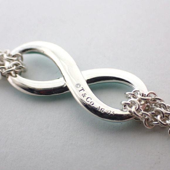 TIFFANY 925 Infinity Blue Double Chain Bracelet